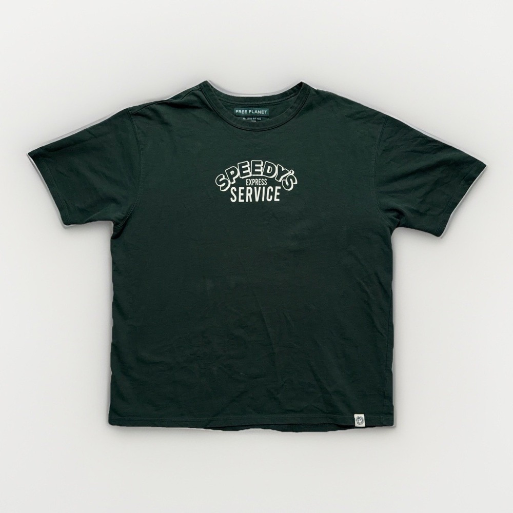 Free Planet Shirt Mens Relaxed Fit L Green Tee Crewneck Casual Tee Turtle Skater